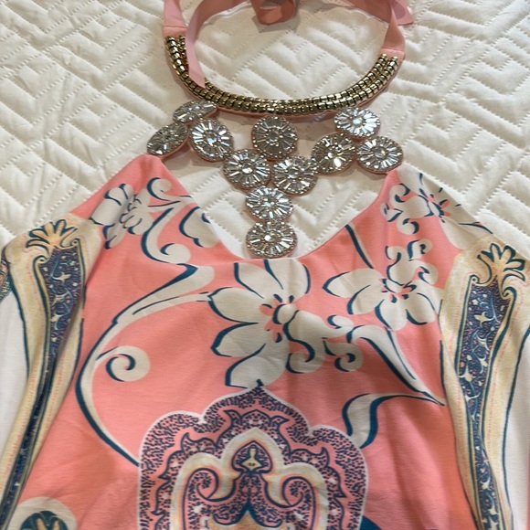 Venus Pink & Blue Paisley Cut-Out Halter Top - Picture 4 of 6